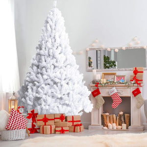 Albero di Natale 150/180/210/240 cm, Albero di Natale Bianco con 350/650/950/1138 Rami in PVC e Supporto in Metallo, Albero di Natale Artificiale per Casa, Ufficio e Negozio (180 cm)