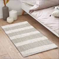 Tappeto Camera Scendiletto Bagno 50x80 Cm Cotone Intrecciato Morbido Assorbente Panna