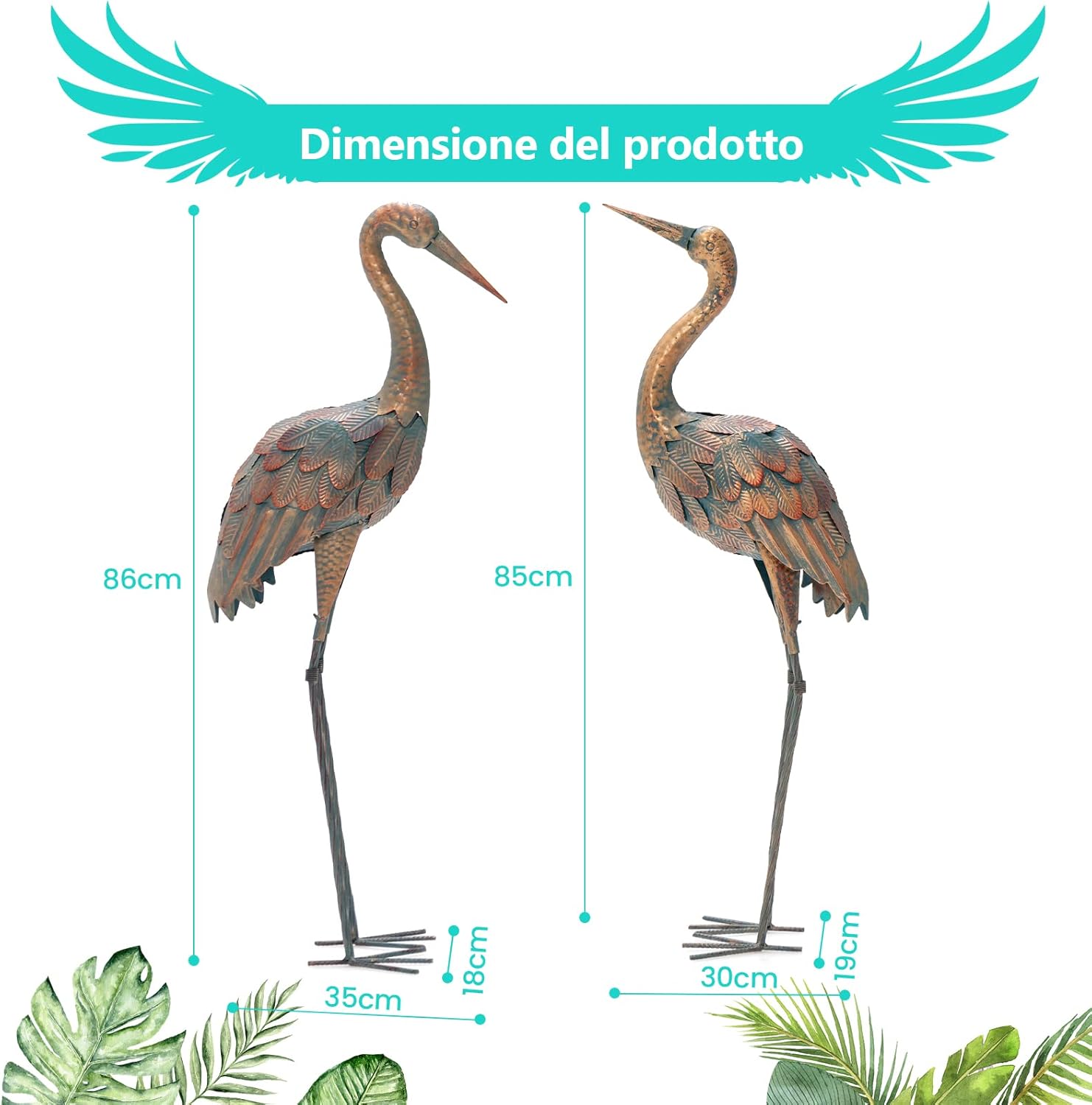 Statue da Giardino in Metallo, Set di 2 Sculture da Esterno ed Interno, Ideale per Casa, Patio, Prato e Cortile (Modello 2)