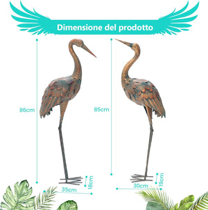 Statue da Giardino in Metallo, Set di 2 Sculture da Esterno ed Interno, Ideale per Casa, Patio, Prato e Cortile (Modello 2)