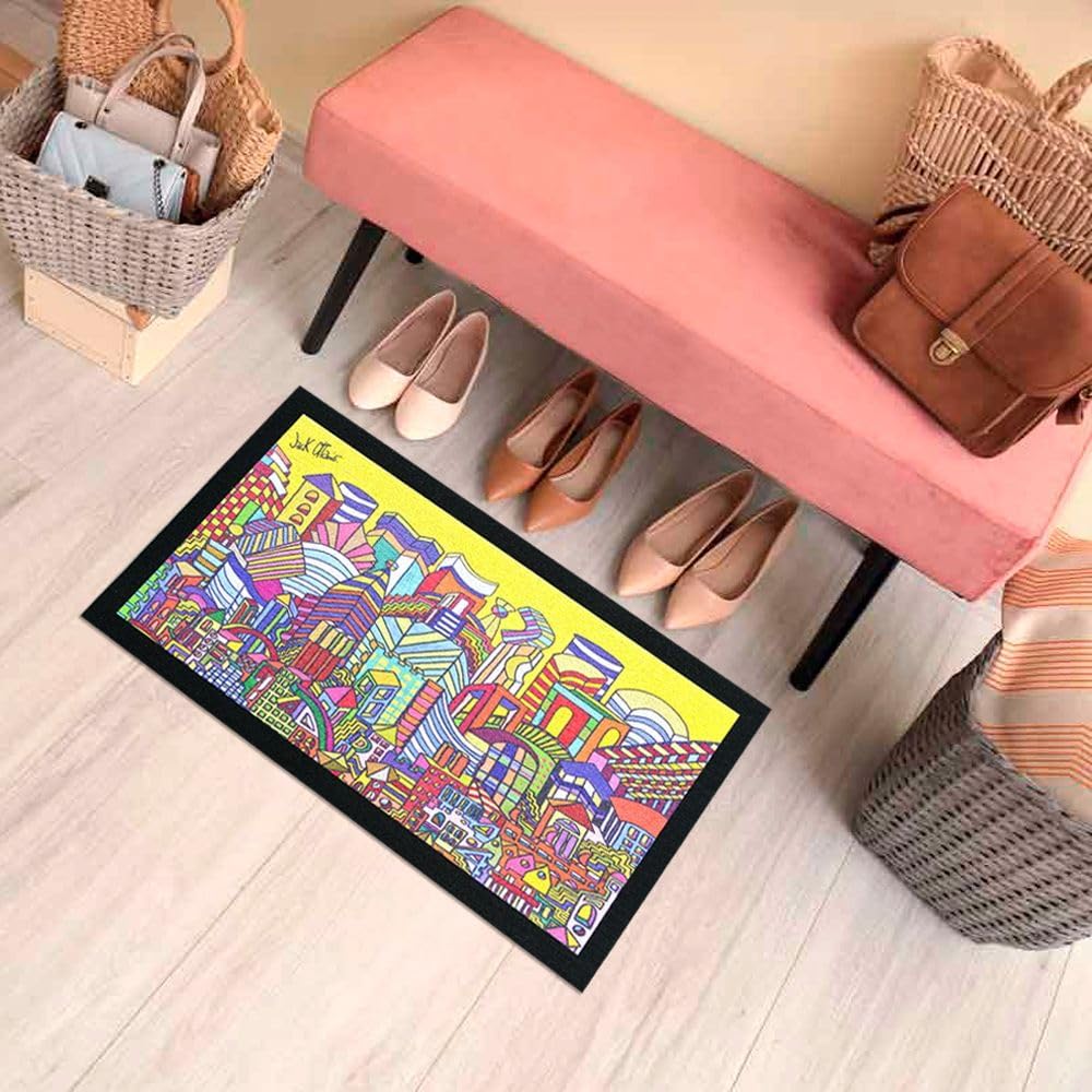 Zerbino Gomma Dipinto Artistico Jack Ottanio Pop Art 40x70 cm Antiscivolo Boston (A)