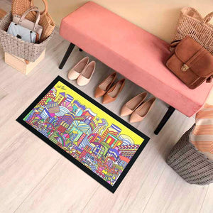 Zerbino Gomma Dipinto Artistico Jack Ottanio Pop Art 40x70 cm Antiscivolo Boston (A)