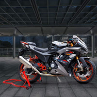 Cavalletto per Moto, Cavalletto Posteriore Moto Universale, Regolabile in Larghezza (rosso)