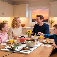 Tappetino Riscaldante per Alimenti, Scaldavivande Elettrico Arrotolabile in Silicone, con Tempo e Temperature Regolabili, Cinturino Autobloccante, per Scongelamento (60 x 38cm,Bianco)