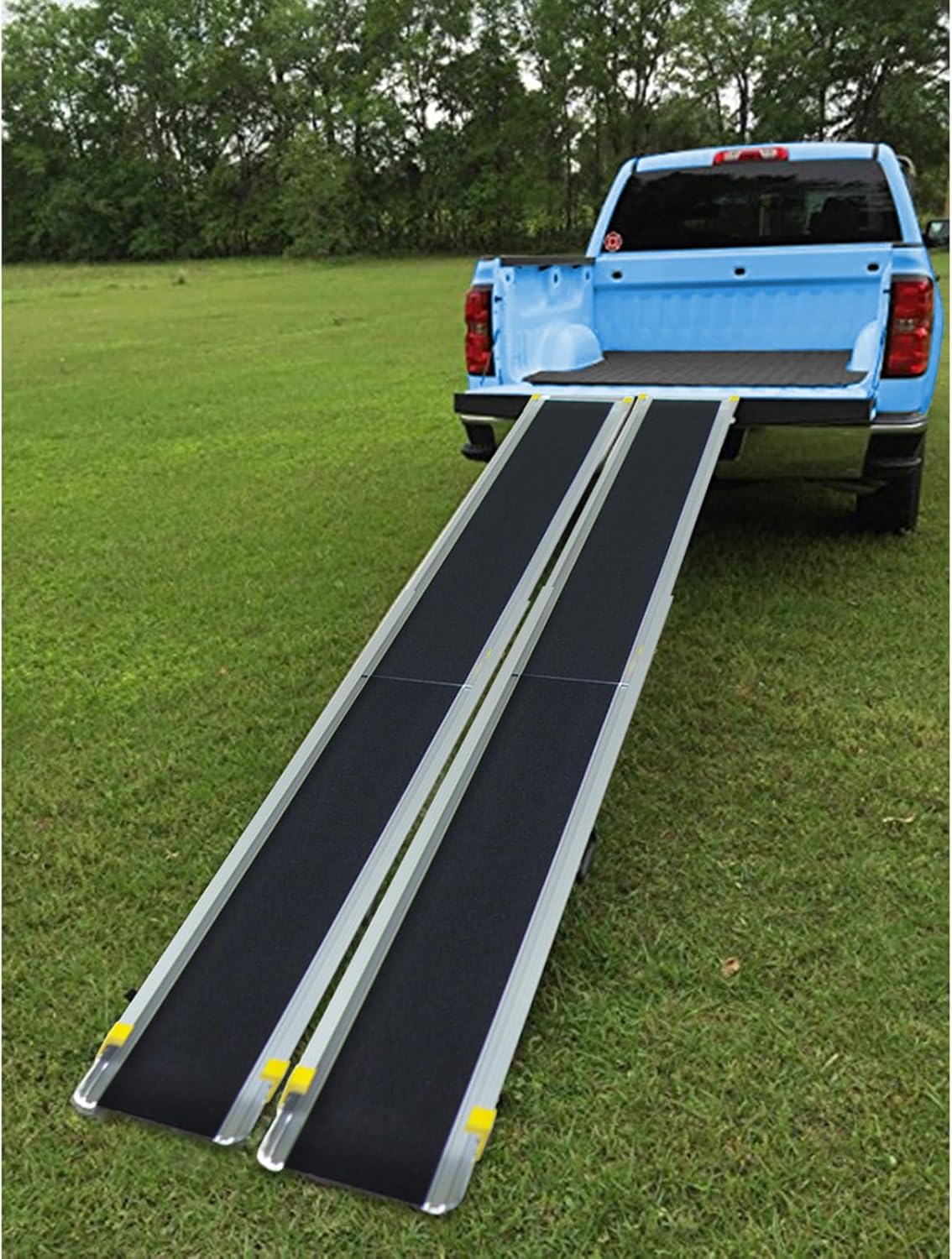 Set di 2 Rampa per Sedie a Rotelle in Alluminio, 3 Lunghezze 122/183/213 cm, Rampa Telescopica Regolabile con Superficie Antiscivolo, con Serrature di Sicurezza, per Gradini Fino a 61 cm