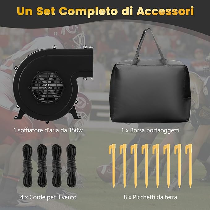 Schermo Proiettore Gonfiabile 16:9, Schermo Gonfiabile per Esterni con Soffiatore, Schermi di Proiezione con Borsa per Trasporto e Picchetti, Proiezione Frontale e Posteriore (Modello 3)