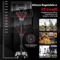 Canestro da Basket Regolabile in Altezza 130-305 cm, Resistente alle Intemperie con Tabellone da 110 cm, Canestro da Basket da Esterno ed Interno per Adulti e Adolescenti