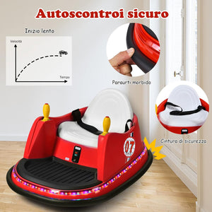 Veicolo Elettrico Macchina Elettrica Design Autoscontro per Bambini, Girevole a 360°, con Luci e Musica, con Telecomando, per Bambini 2-5 Anni (Rosso)