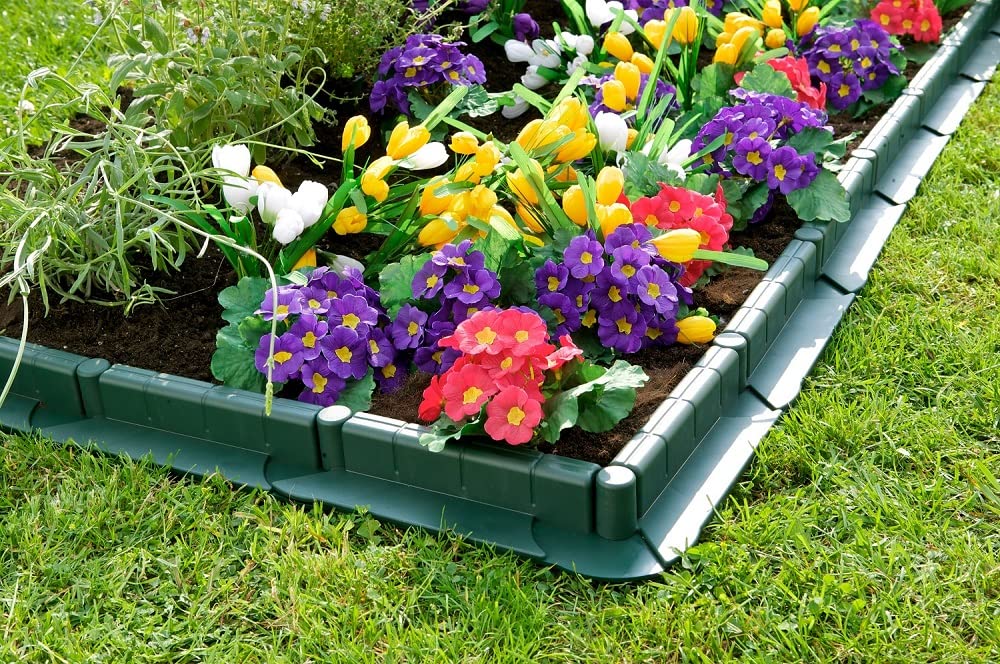 La bordatura di decorazione in plastica per il prato, VERDE ? 10 m di lunghezza x 6 cm