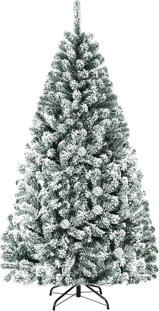 Albero di Natale Innevato 180/225 cm, Albero di Natale con 600/1010 Rami Folti e Base di Metallo con Cuscinetti Antiscivolo, Ideale per Casa, Ufficio e Negozio (180cm)