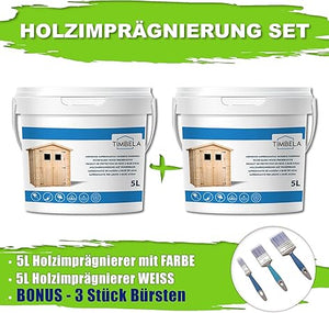 Kit di impregnanti per legno - 5 litri di colore BIANCO+ 5 litri di impregnante di colore TEAK