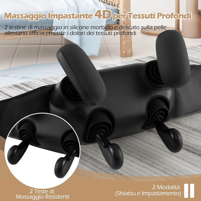 Massaggiatore Cervicale, Massaggiatore Shiatsu per Collo e Spalle, per Massaggio Profondo 4D con 2 Livelli di Calore, Funzione Timer, Massaggiante Portatile e Senza Fili