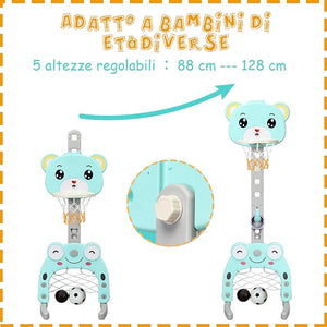 Canestro da Basket, Centro Attività 3 in 1 per Bambini, Canestro da Basket con Porta da Calcio e Gioco degli Anelli, Set Basket e Calcio a Forma di Orso, Ideale per Bambini (Verde)