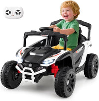 12V Macchina Elettrcia per Bambini, UTV Auto Elettrica con Telecomando, 3 Velocità, Luci LED, Musica, Clacson e Sospensioni a Molla, 3-5 km/h, Ideale per Bambini 3 Anni+ (Bianco)