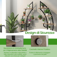 Scaffale per Piante a 7 Livelli, Scaffale a Forma di Mezza Luna con Gancio e Dispositivo Antiribaltamento, Porta Piante e Fiori per Interno, Balcone e Soggiorno, 60 x 30 x 155 cm (2 PEZZI)