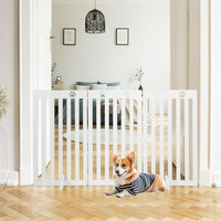 Cancelletto per Cani di Legno Pieghevole, con 3/4 Pannelli e Cuscinetti Antiscivolo, Ideale per Scale e Porta d'Ingresso,151,5 x 89,5 cm (Bianco, 3 Pannelli)