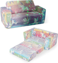 Divano Poltrona per Bambini 2 in 1 con Schienale Ribaltabile, Divano Multifunzionale per Bambini con Copertura in Flanella Rimovibile, per Bambini Sotto 12 Anni