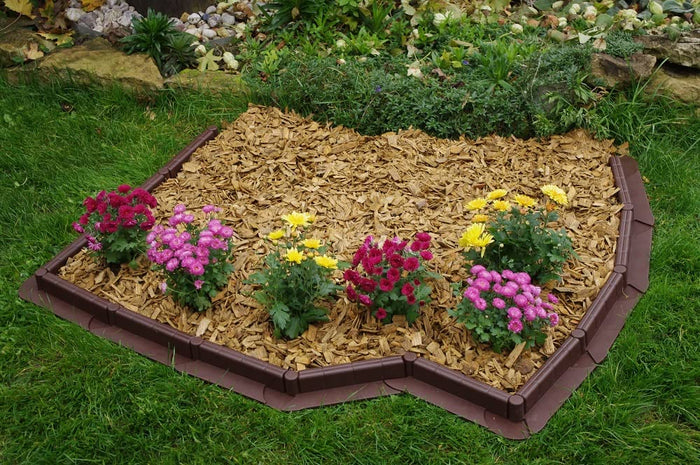 La bordatura di decorazione in plastica per il prato, MARRONE â€“ 5 m di lunghezza x 6 cm 