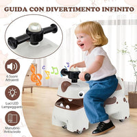 Macchina a Spinta per Bambini, Giocattolo Cavalcabile con Spazio Nascosto Luci Musica e Clacson, Macchina da Passeggio a Spinta con 4 Ruote, Regalo per Bambini 18+ Mesi (Bianco)