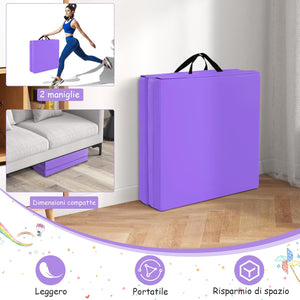 Tappetino da Yoga Spesso, Tappetino Fitness Pieghevole e Portatile con Imbottitura in EPE, Cerniera e Maniglie, Materassino Allenamento da Casa e Palestra,180 x 60 x 5 cm