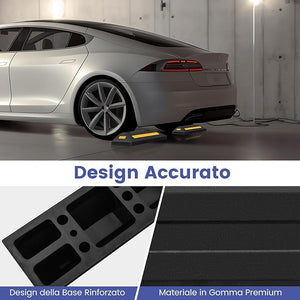 Ferma Ruota per Veicoli da Garage, Set di Fermaruote in Gomma per Parcheggi, con Strisce Riflettenti, per Uso Interno ed Esterno, 54,5 x 16 x 9 cm