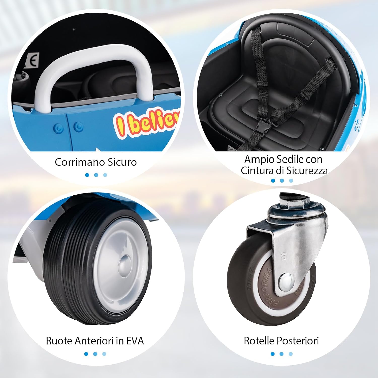 Macchina Elettrica a Forma di Aereo per Bambini, Aeroplano Elettrico Cavalcabile con Telecomando Alare Pieghevole e Elica Rotante, Cruscotto Illuminato, per Bambini 3 Anni+ (Blu)