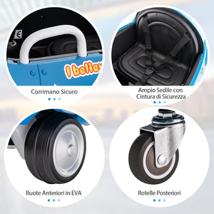 Macchina Elettrica a Forma di Aereo per Bambini, Aeroplano Elettrico Cavalcabile con Telecomando Alare Pieghevole e Elica Rotante, Cruscotto Illuminato, per Bambini 3 Anni+ (Blu)