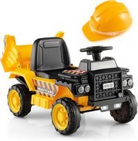 6V Veicolo da Costruzione Cavalcabile per Bambini, con Ruote Resistenti all'Usura Casco di Sicurezza, Escavatore Giocattolo, 44x65,5x40 cm