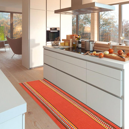 Tappeto Cucina 50x110 cm Antiscivolo Made in Italy Passatoia Corsia Bordata Ingresso Lavabile Arancione