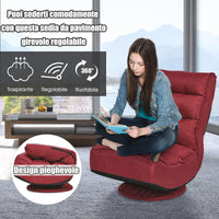 Poltrona Relax da Terra Pieghevole Reclinabile Girevole, Poltrone da Divano per Studio Salotto, con Schienale, Ottima per Rilassarti (Vino)