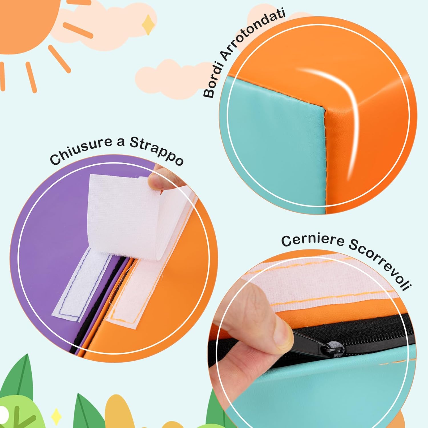 Set di 10 Blocchi da Arrampicata in Schiuma, Palestra da Gioco in Morbida Pelle Sintetica, Strutture Leggere per Scalare, Arrampicarsi, Scivolare, per Bambini 1+ Anno (Arancione)