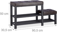Panca da ingresso scarpiera panca sgabello 90,5 cm marrone 13_0000352