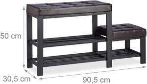 Panca da ingresso scarpiera panca sgabello 90,5 cm marrone 13_0000352