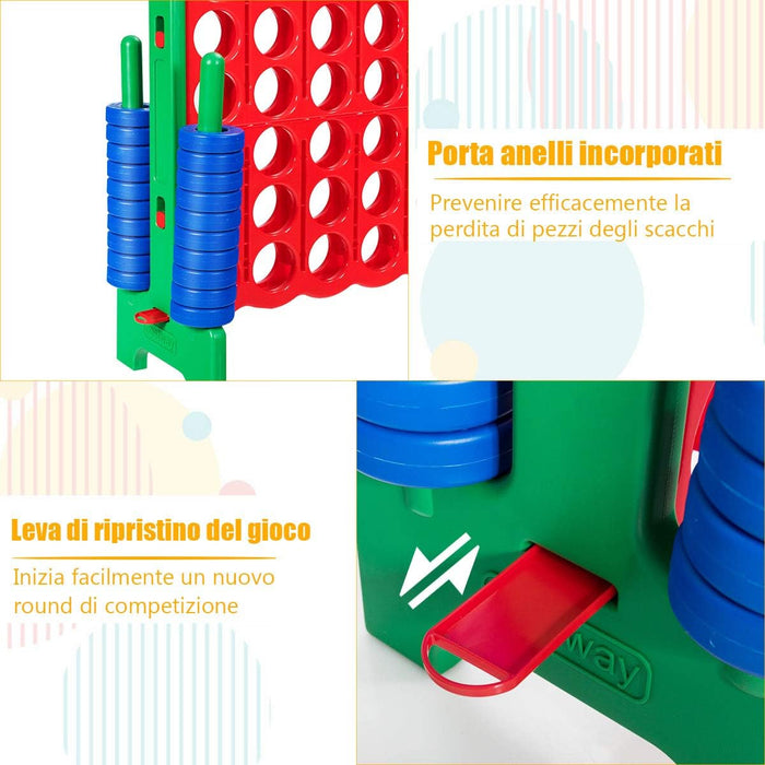 Forza 4 Gigante Mega 4 in Linea Quattro Insieme, Gioco da Tavolo Gioco di Fila per Bambini, 120 x 42 x 104 cm (Verde)