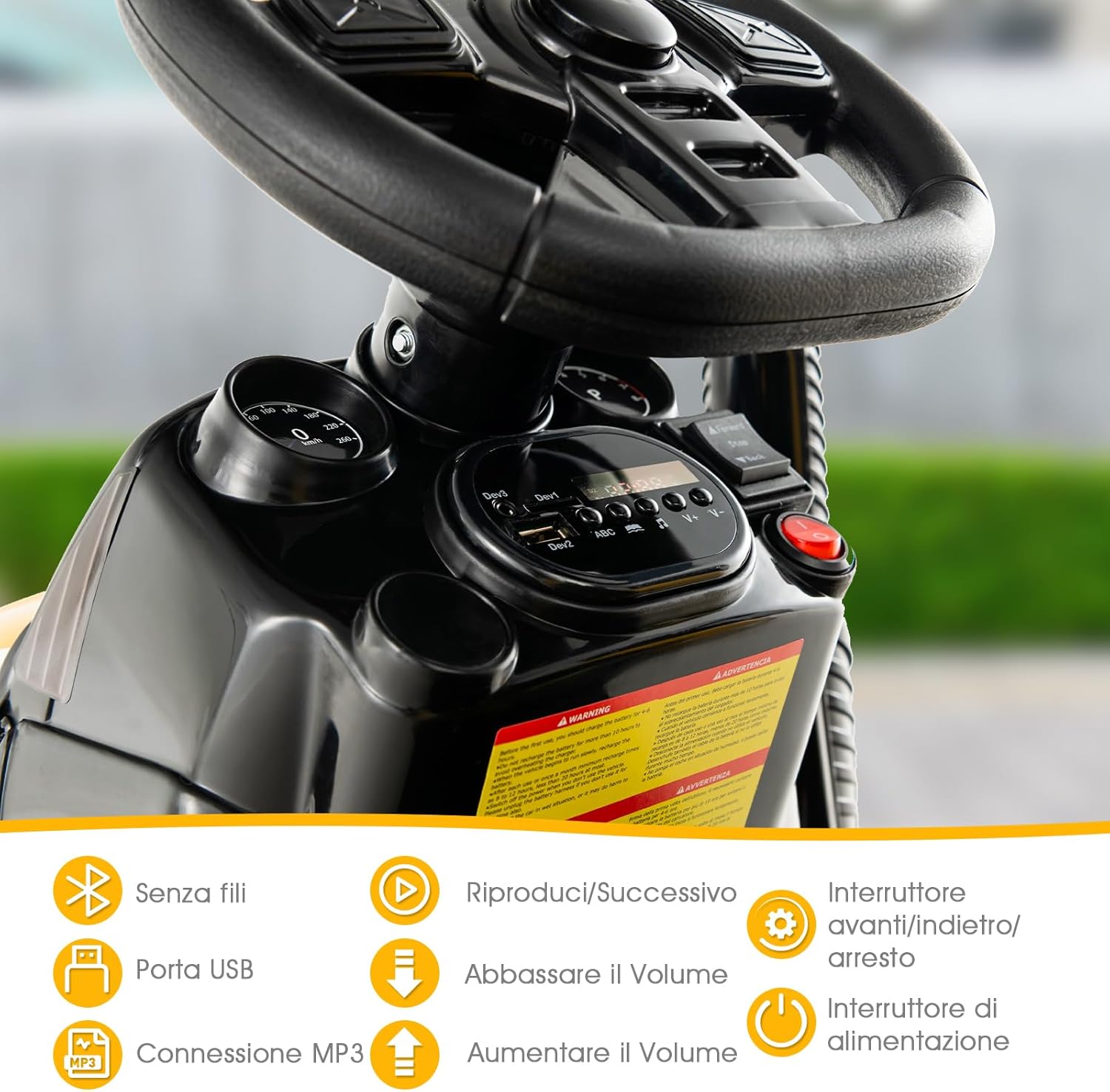 Trattore Elettrico per Bambini con Rimorchio, 2 in 1 Go Kart e Trattore per Bambini 3-8 Anni, con Telecomando e Cintura di Sicurezza a 2 Punti (Giallo)