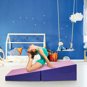 Materassino Ginnastica Inclinato, Tappetino Inclinato a Forma di Cuneo con Maniglia, Tappetino Ginnastica Pieghevole per Allenamenti a Casa Aerobica Fitness Palestra