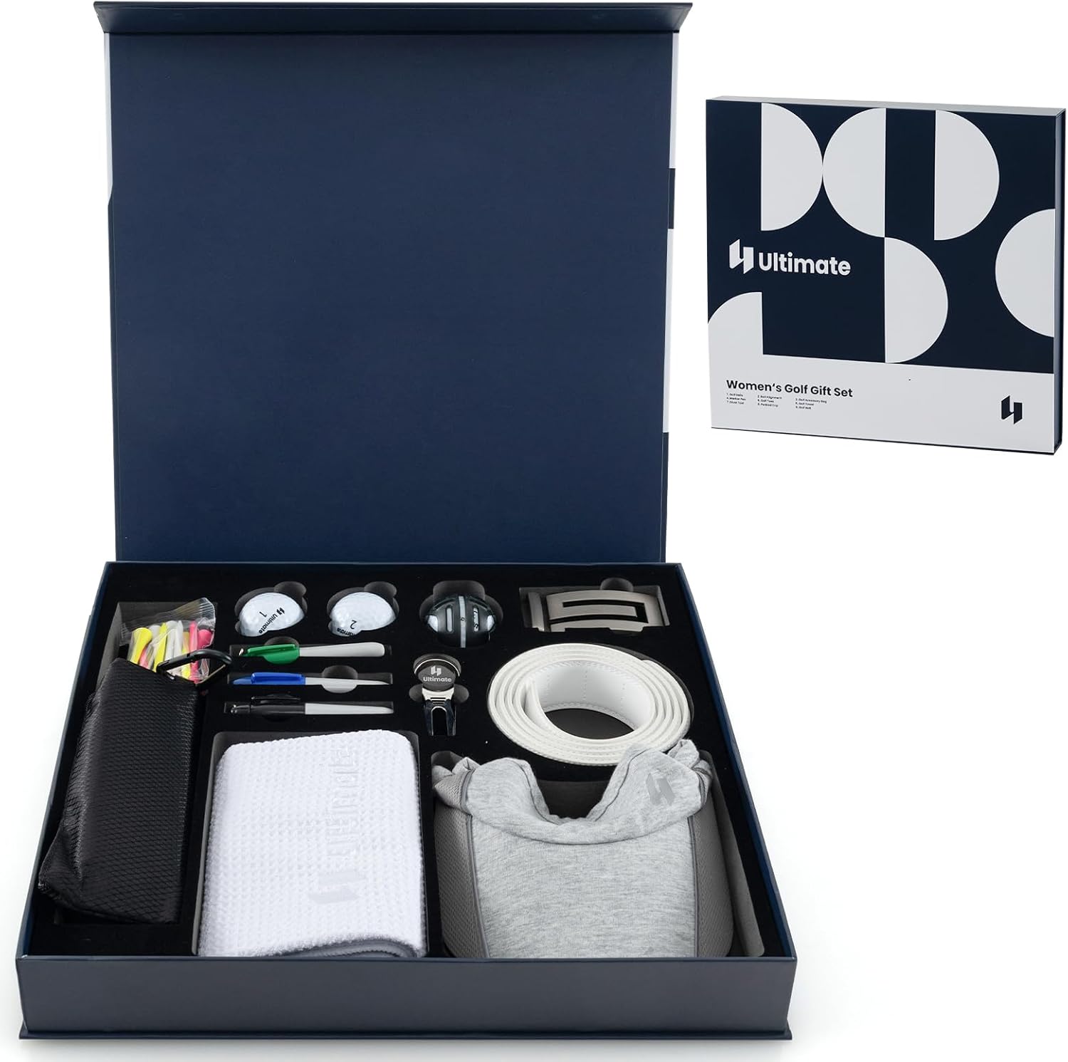 Set Completo da Golf, Tee da Golf, Asciugamano, Cintura da Golf, Cappello da Golf, Attrezzo per Divot, Segnapallina & Borsa Portaoggetti, Scatola Regalo Golf per Uomo e Donna