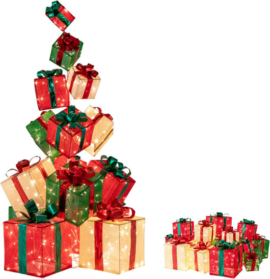 Scatola regalo a LED, 170 cm, impilabile e distribuibile, decorazione natalizia con 450 LED, illuminazione decorativa per interni ed esterni
