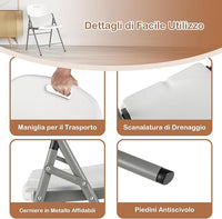 Set di 4 Sedie Pieghevoli con Struttura in Metallo, Sedie da Pranzo Salvaspazio con Antiscivoli, Sedie da Campeggio per Interno ed Esterno, 58 cm x 45 cm x 84 cm (Bianco)