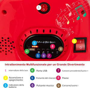 6V Autoscontro Elettrico per Bambini, Veicolo Elettrico con Telecomando, Girevole a 360°, Luci LED Colorate e Cintura di Sicurezza Regolabile, 37-95 Mesi (Rosso)