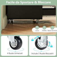 Cassettiera da Ufficio con 5 Cassetti e Ruote, Mobiletto Multiuso per Documenti e Cosmetici, Comodino con Ruote per Camera da letto, Studio, Ufficio e Soggiorno (Nero)