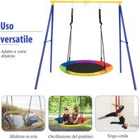 Struttura di Metallo per Altalena, Struttura ad A Resistente per Altalena, con Paletti e 2 Modi per Appenderla, Capacità di Peso 200kg, Ideale per Attività Interne ed Esterne (Blu e Giallo)