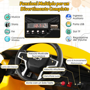 12V Macchina Elettrica per Bambini Chevrolet, SUV Elettrica con Telecomando Luci Luminose e Musica, 3-3,5 km/h, Ideale per Bambini di 3-6 Anni (Giallo)