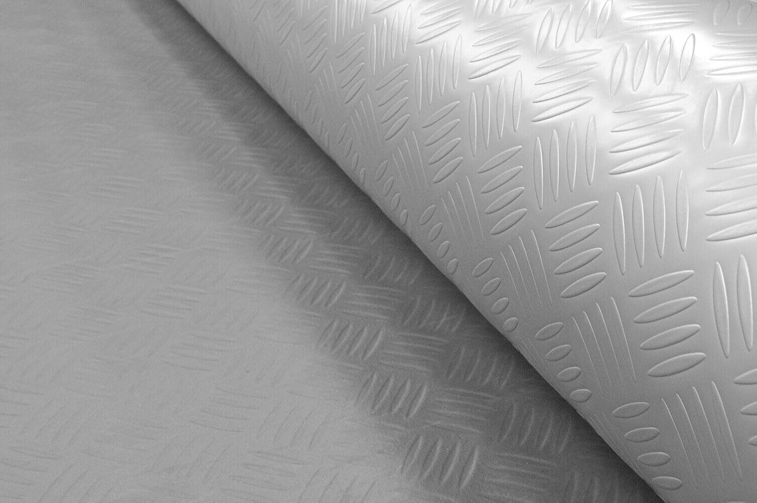 Tappeto Gomma Copri Pavimento 140x900 cm Effetto Lamiera Zerbino Antiscivolo Isolante Robusto Grigio