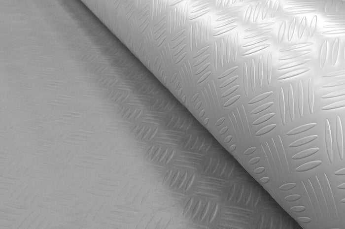 Tappeto Gomma Copri Pavimento 140x11 mt Effetto Lamiera Zerbino Antiscivolo Isolante Robusto Grigio