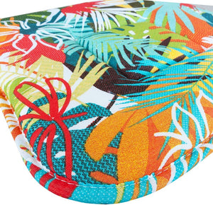 Set 4 Cuscini Sedia Cotone Con Lacci Lavabili Morbidi Universali Coprisedia Foglie Palma Multicolore