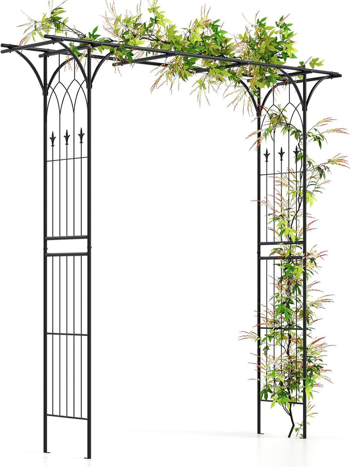 Arco da Giardino 206 x 206 CM, Pergolato per Piante Rampicanti, Pergola Decorativo di Metallo per Cerimonie, Feste, Cortile e Prato (Nero)