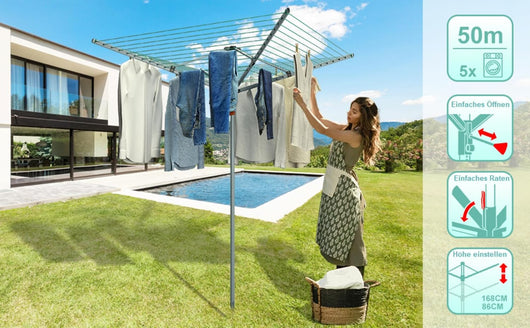 Stendino Verticale Salvaspazio - RATTANTREE - 4 Livelli Stendibiancheria Allungabile con Ruote, Acciaio Inossidabile Stendino da Balcone Esterno, Stendipanni per Interno, Bianca