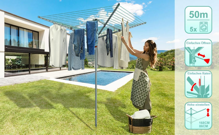 Stendino Verticale Salvaspazio - RATTANTREE - 4 Livelli Stendibiancheria Allungabile con Ruote, Acciaio Inossidabile Stendino da Balcone Esterno, Stendipanni per Interno, Bianca