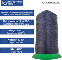 Filo da Cucire Esterno & Nautico Rosso - Resistenza Superiore & Durabilità - 1500 mt - Perfetto per Pelle, Scarpe, Tela, Tappezzeria